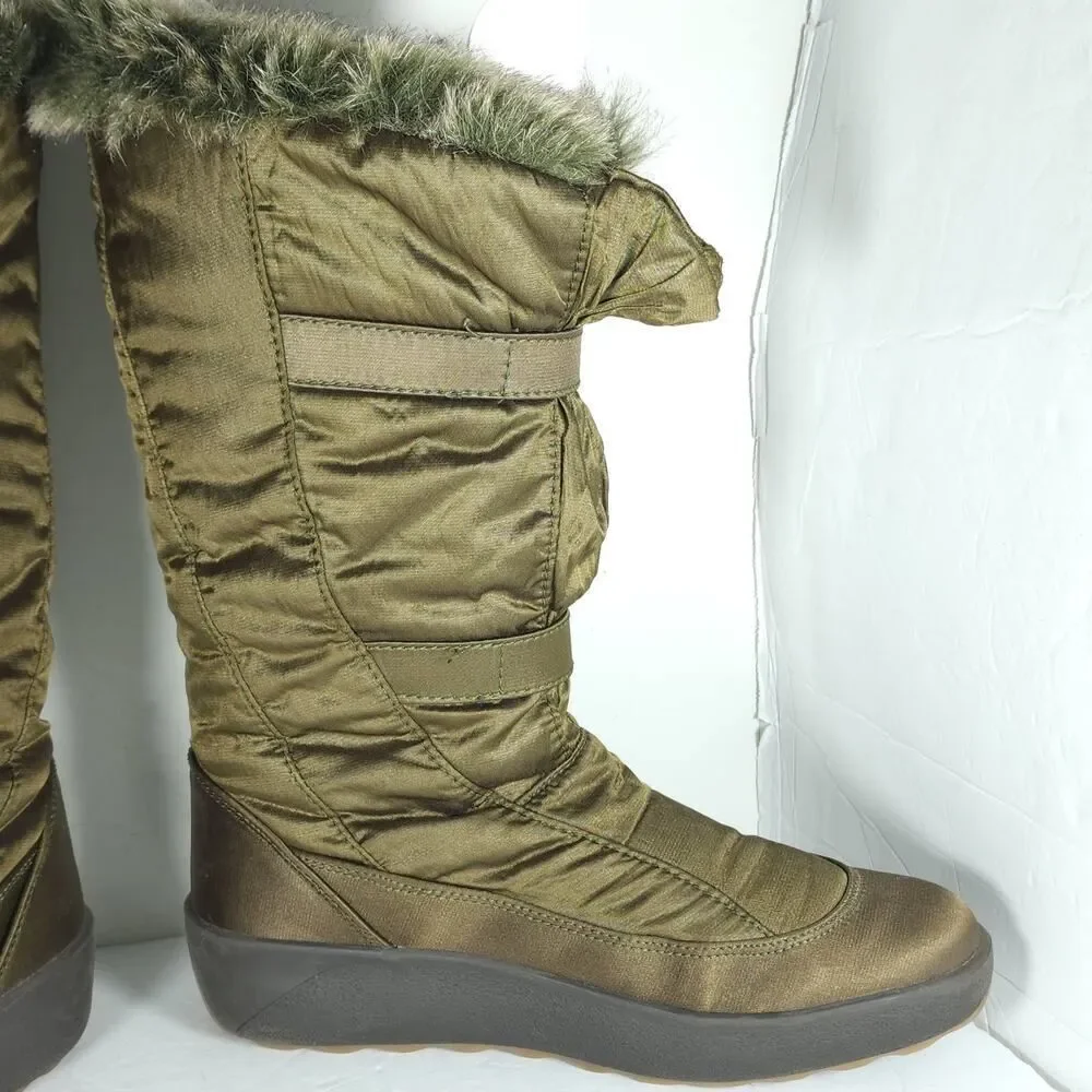 Pajar Canada Women's US9,5 EU40 Bronze brown Faux Fur Wedge Winter Boots